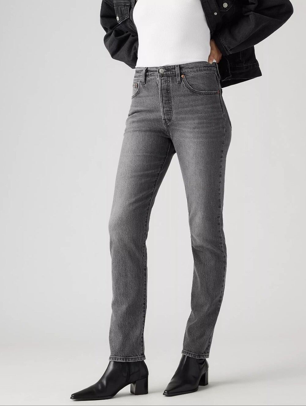 Levi's Premium 501 Original Fit Straight Leg Jean Gray Women's Size 28 High Rise